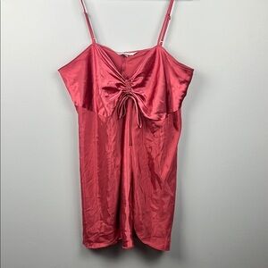 Cacique 18/20 plus size silky rose pink tie front nightie lingerie